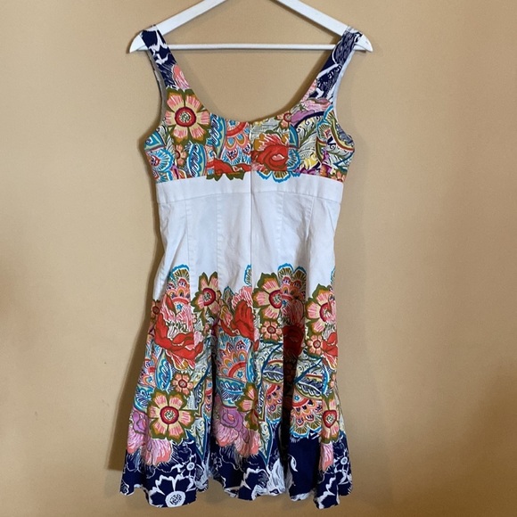#026 Nine West Floral OnSummer Sleeveless Empire Dress Size 8 - Picture 5 of 11